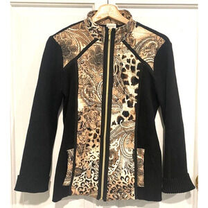 Zenergy By Chico's - Black & Brown knitted Jacket women Chico's size 0 (S)